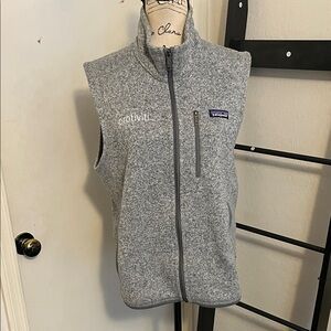 Patagonia Heather Gray Fleece Company Logo Zipper Vest Gorpcore Outdoor Cozy